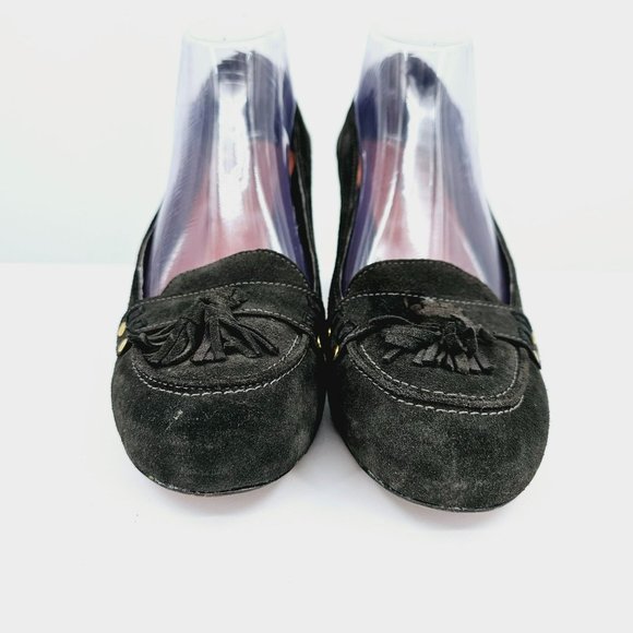 Nara Shoes Tasseled Penny Loafer Pumps 8.5 Dark Green Block Heel Leather Preppy - Picture 4 of 14